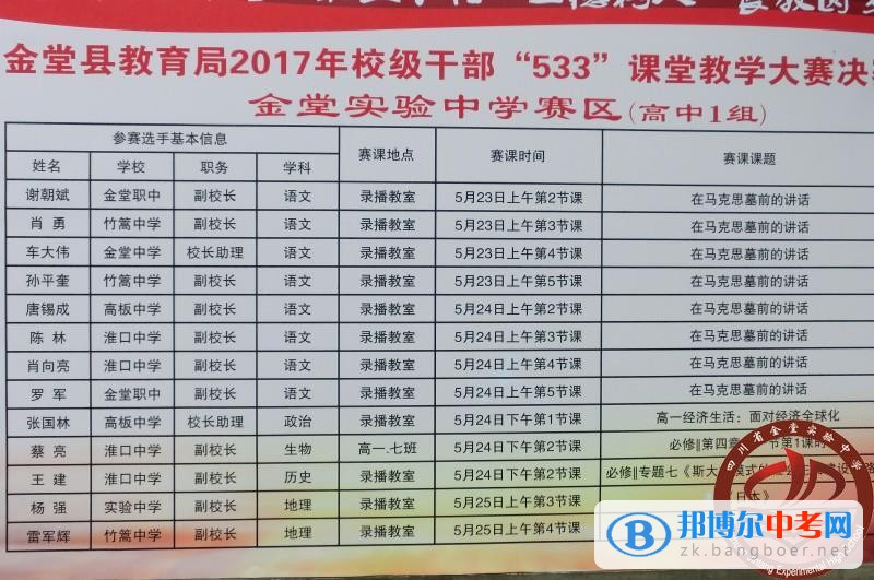 金堂縣教育局2017年校級干部“533”課堂教學大賽決賽