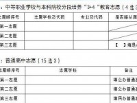 云南中考志愿的樣表