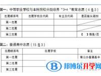 昆明中考志愿填報(bào)表