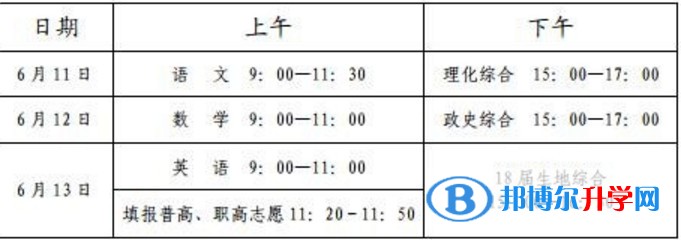 2020年內(nèi)江中考時間表