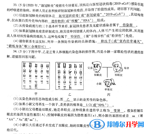 2021年寶雞生物中考會(huì)考試卷