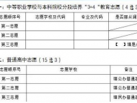 攀枝花2021年中考志愿的樣表