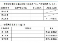 綿陽2021年中考志愿的樣表